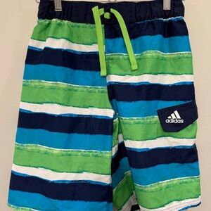 adidas Boys' Navy, Blue & Green Striped Swim Shorts
